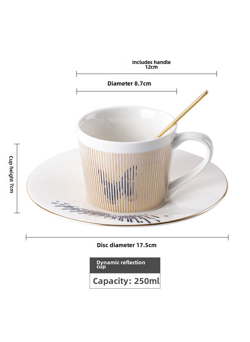 Dynamic reflection mirror Cup creative ceramic afternoon tea coffee cup and saucer Factory Direct in stock wholesale Upgrade butterfly gold