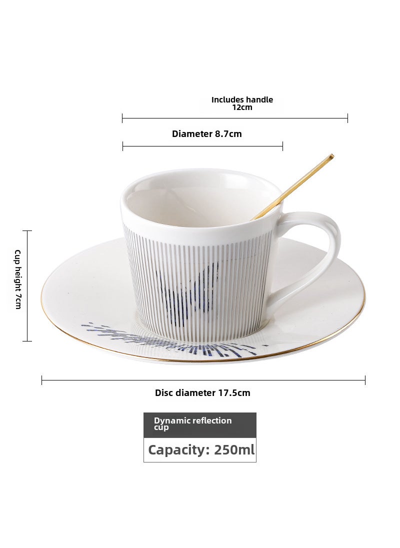 Dynamic reflection mirror Cup creative ceramic afternoon tea coffee cup and saucer Factory Direct in stock wholesale Upgrade Disc Silver