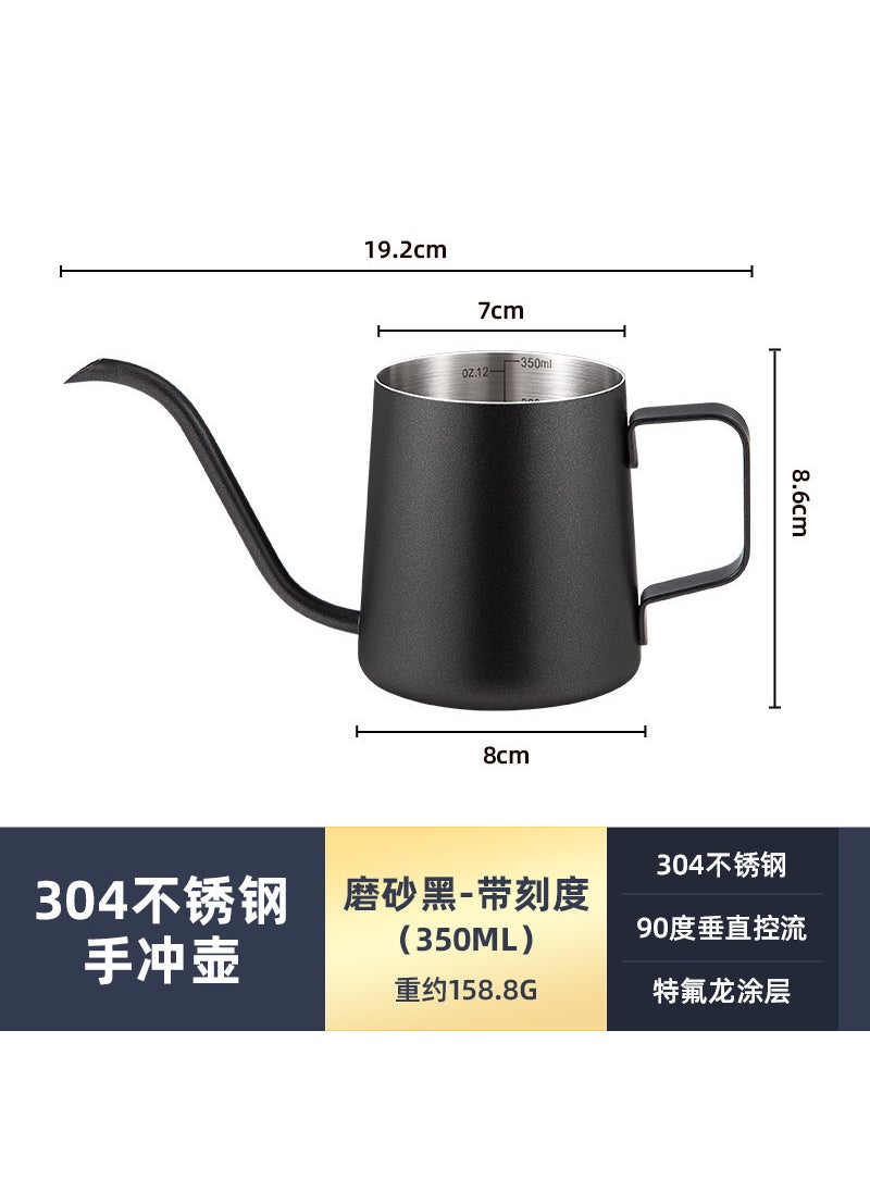 304 Stainless Steel Drip Kettle 600ML Mini Pour-Over350ml outer black without cover with scale 350ml outer black without cover with scale