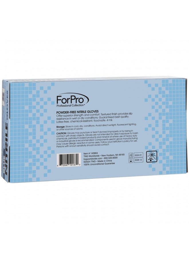 ForPro Disposable Nitrile Gloves, Chemical Resistant, Powder-Free, Latex-Free, Non-Sterile, Food Safe, 4 Mil, Blue, Small, 100-Count