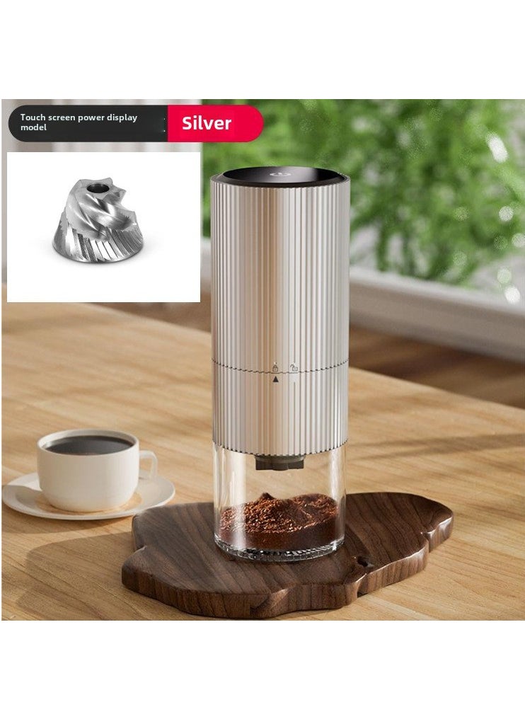 Cross-border Supply Portable Electric Coffee Grinder USB Rechargeable Coffee Grinder Electric Grinder Small Coffee Machine 987M silver steel core