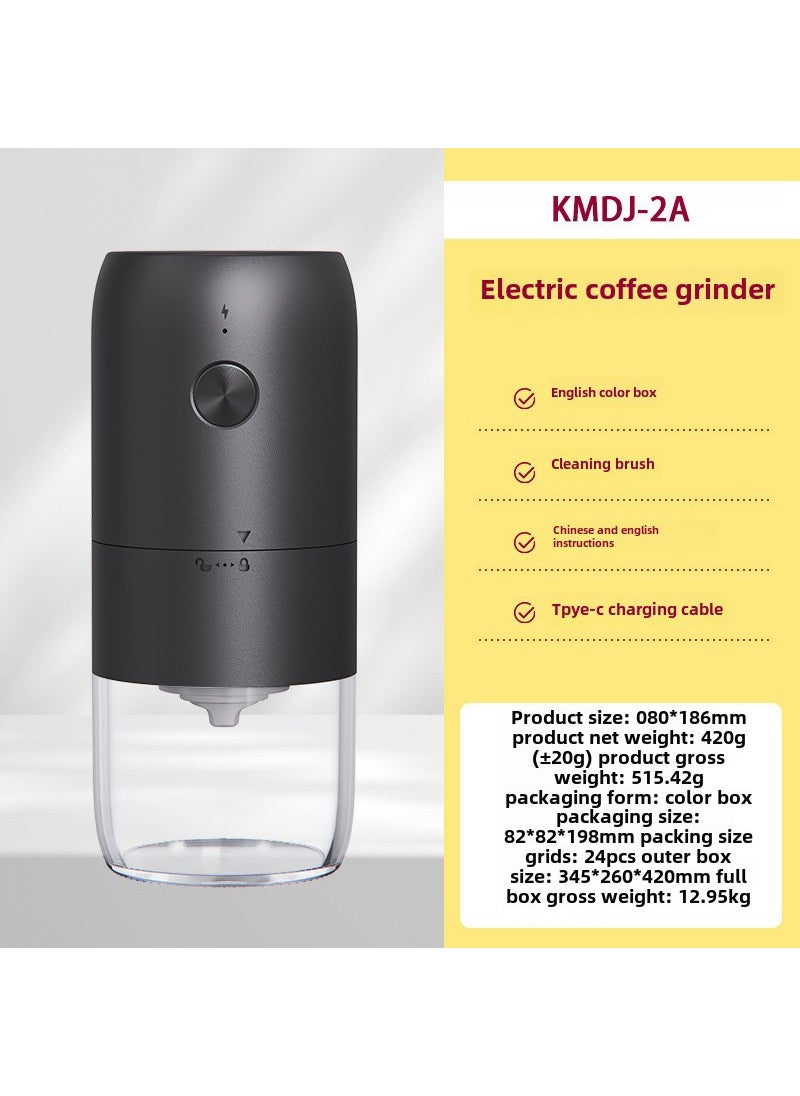 Electric coffee grinder full-automatic Italian hand charging electric coffee powder hand grinder mill portable Black