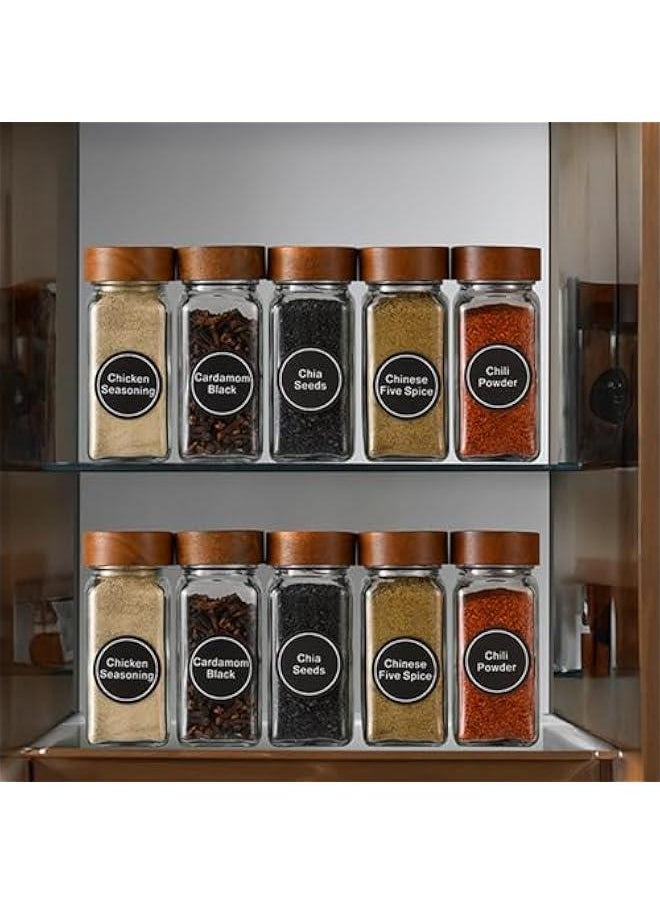 Spice Jars, 24 Labeled Spice Jars, Seasoning Containers, Bamboo Covered Glass Spice Jars, Spice Container Set, Seasoning Storage Box