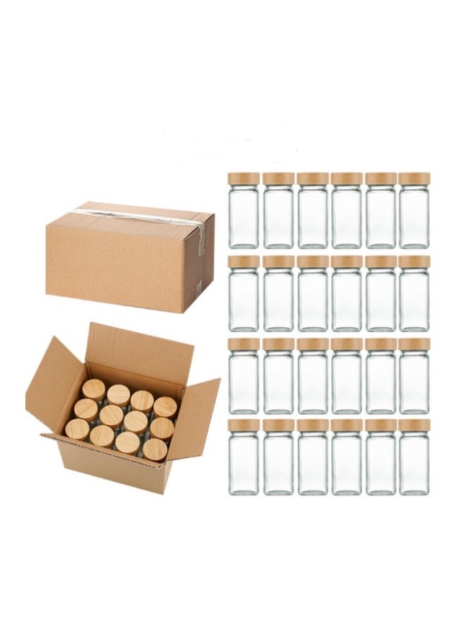 Spice Jars, 24 Labeled Spice Jars, Seasoning Containers, Bamboo Covered Glass Spice Jars, Spice Container Set, Seasoning Storage Box