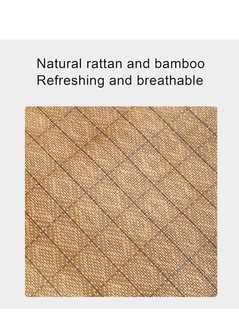 Rattan Pet Cooling Mat, Pet Summer Comfortable Straw Bamboo Cool Pad with Pillows Around, Washable, Summer Cooling Bed for Cats and Dogs