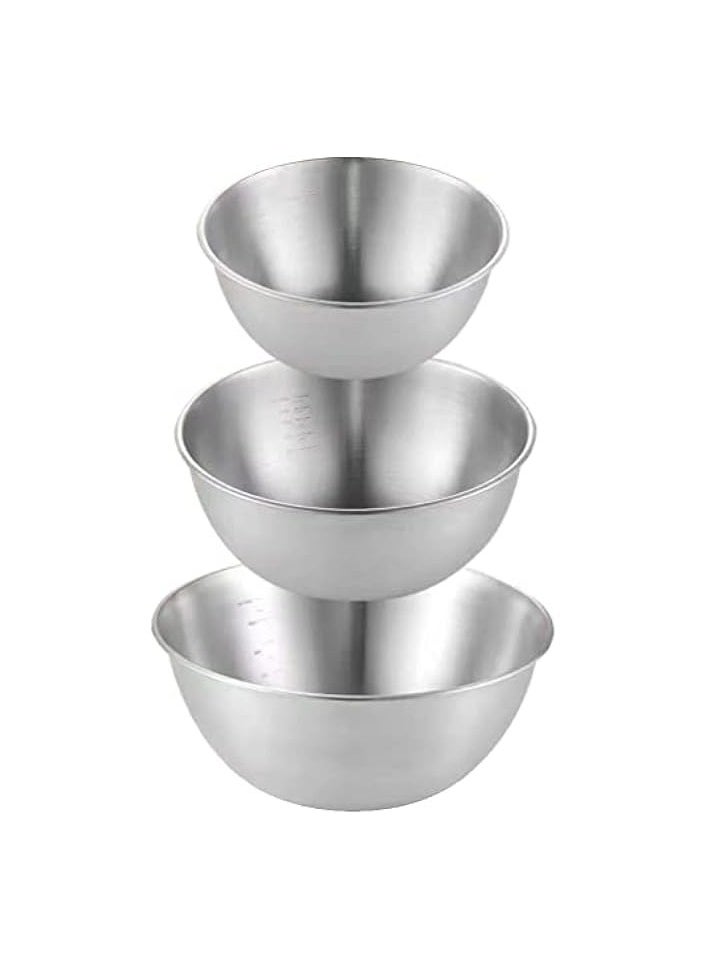 Set of 3 Stainless Steel Mixing Bowls Set,Kitchen Nesting Bowl,Salad Bowl Set,Stackable & Space Saving, for Serving, Salad, Marinating