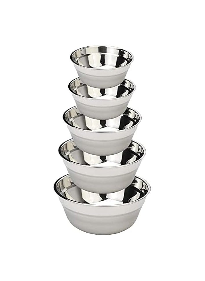 Set of 5 Stainless Steel Mixing Bowls set,Salad Bowl Set,Easy-Grip & Stability Design Mixing-Bowl Set Versatile,Easy To Clean