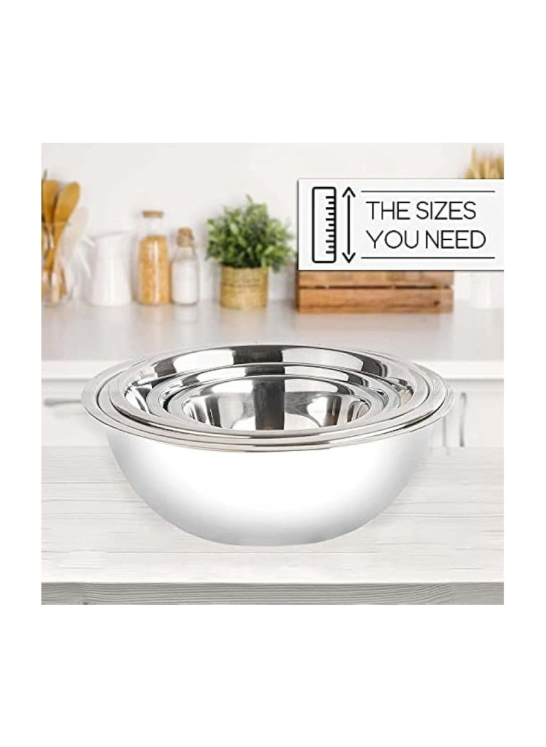 Set of 5 Stainless Steel Mixing Bowls set,Salad Bowl Set,Easy-Grip & Stability Design Mixing-Bowl Set Versatile,Easy To Clean