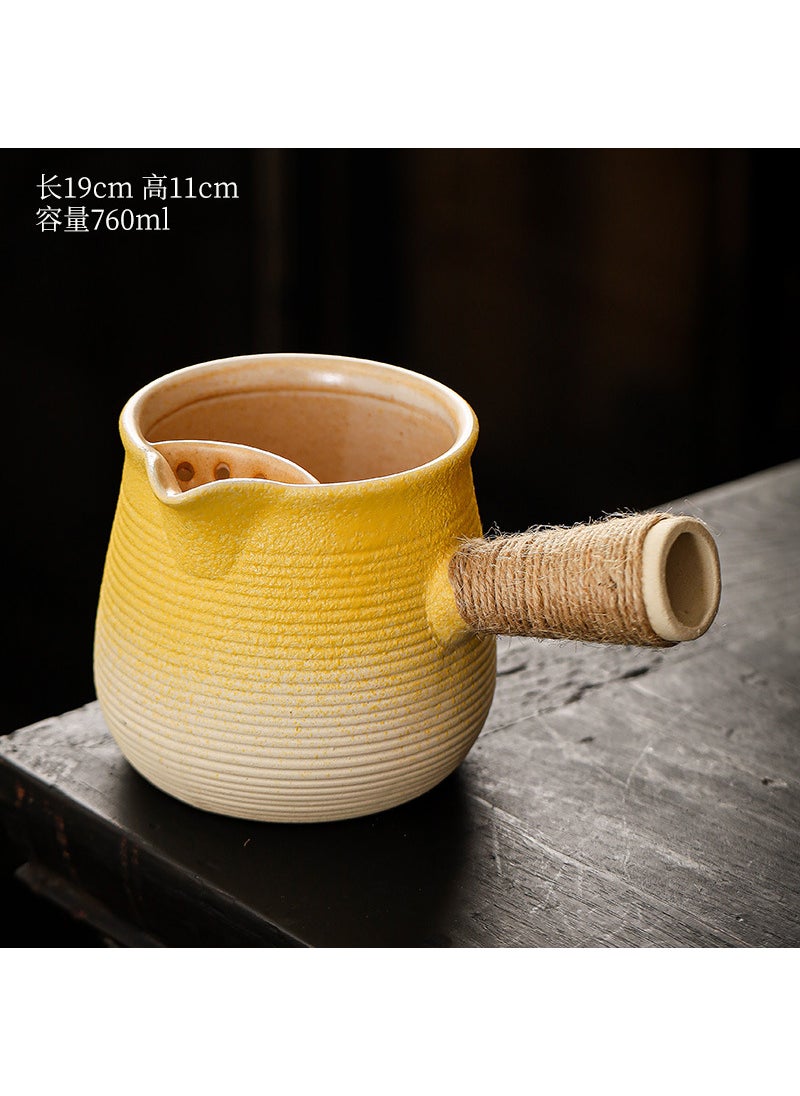 Clay Kettle Teapot Set for Stove BrewingYellow Yellow