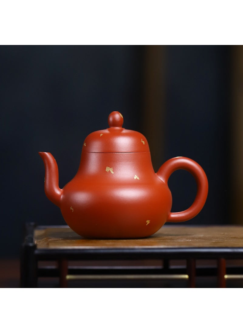 Factory wholesale Zisha teapot Yixing handmade gold teapot small capacity single pot cinnabar red robe kung fu tea set 101519 sprinkling gold siting