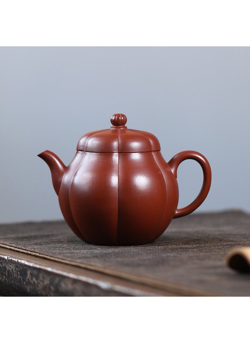 Wholesale Zisha teapot Yixing handmade teapot raw ore zisha red leather dragon kung fu tea set gift rib pattern autumn kettle 101982 red leather dragon rib pattern Autumn Water-fan Qinjun