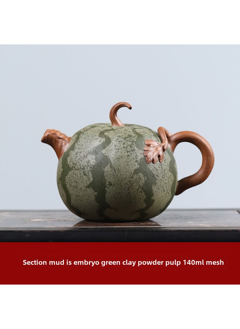 Yixing purple clay pot authentic handmade raw ore section mud powder bionic watermelon pot kung fu tea set factory wholesale 101896 old watermelon 140ml