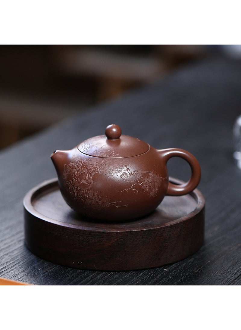 Yixing purple clay teapot tea set source wholesale famous handmade carved Xi Shi pot household teapot one-piece delivery 101993 leather purple mud Xi Shi-duplex certificate