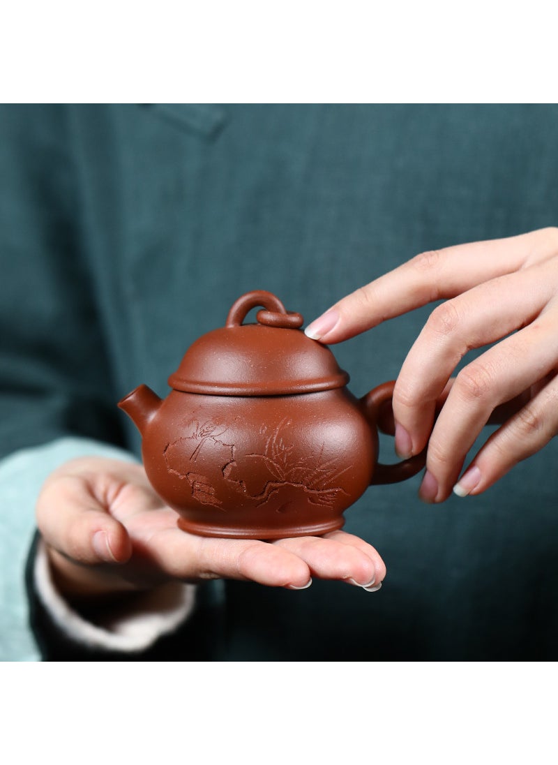 Yixing purple clay teapot authentic handmade teapot raw ore raw sand drop slope cannon mouth ring button 120ml kung fu tea set Wholesale 101967 downhill ring button