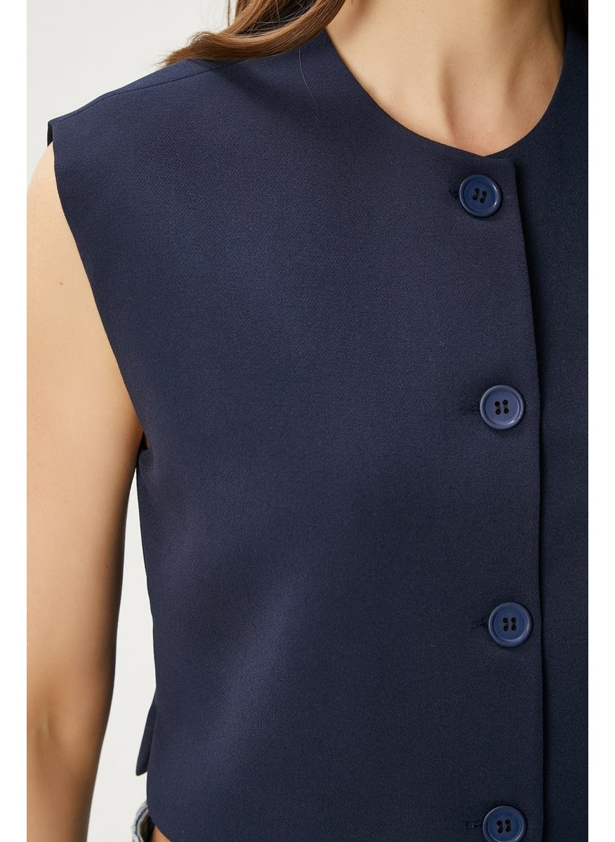 Women's Power Navy Blue Lined Woven Vest