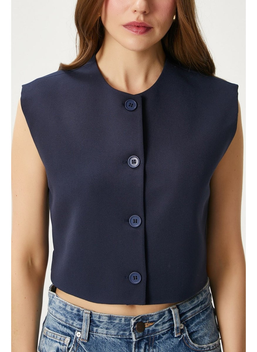 Women's Power Navy Blue Lined Woven Vest