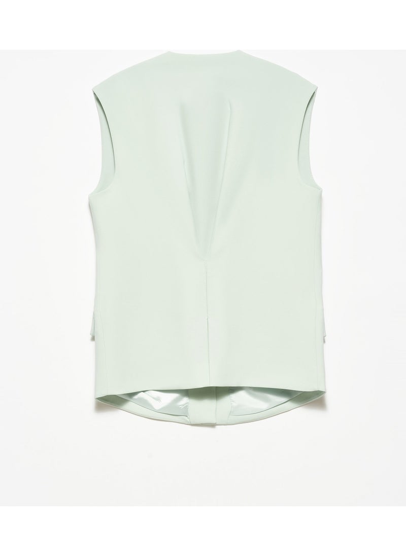 6909 Collared Vest-Light Mint