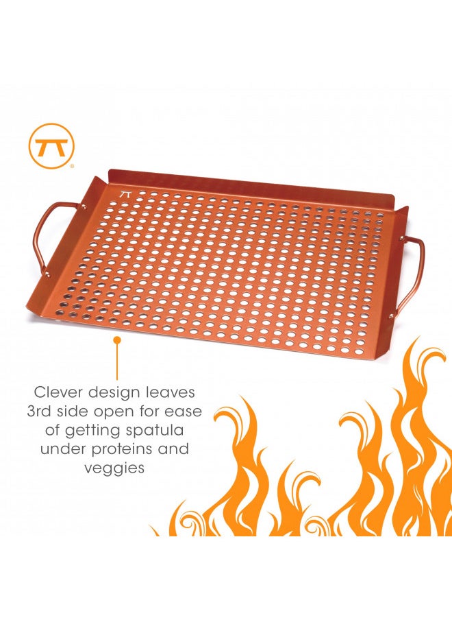 Outset QN71 Large Grill Grid with Handles, Copper Non-Stick