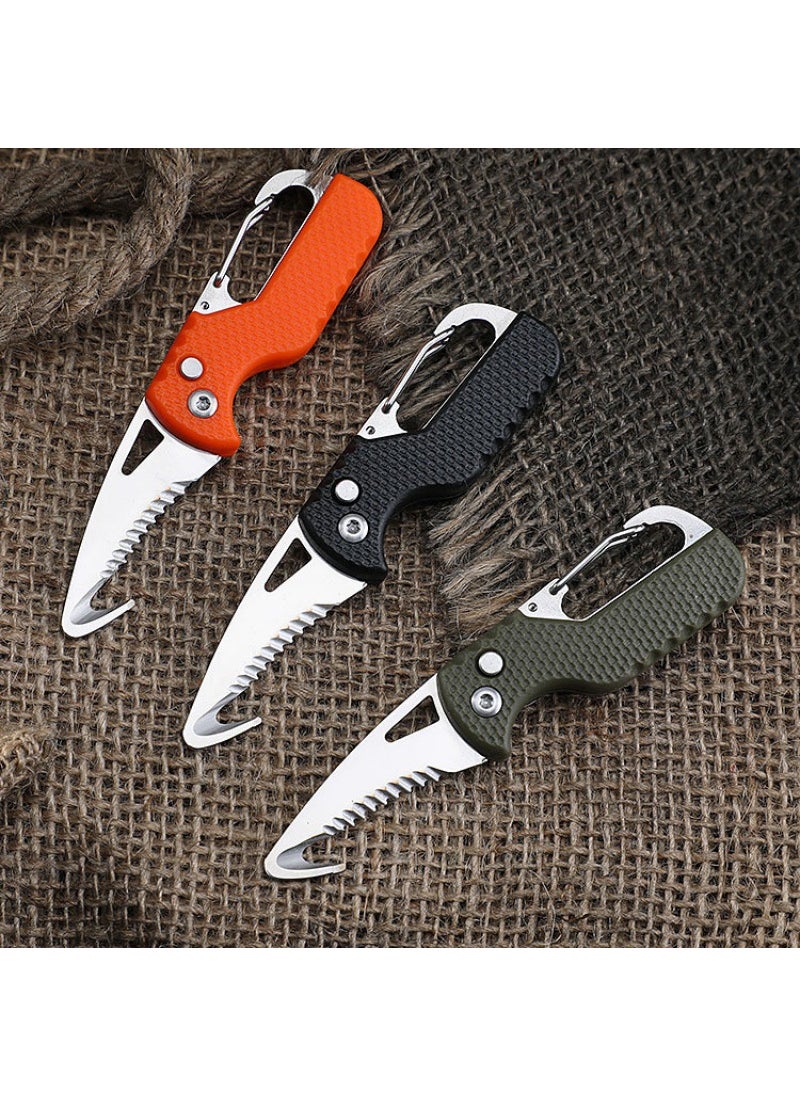 Portable Keychain Package Opener Serrated Hook8230 elastic unpacking knife steel blade Army Green 8230 elastic unpacking knife steel blade Army Green