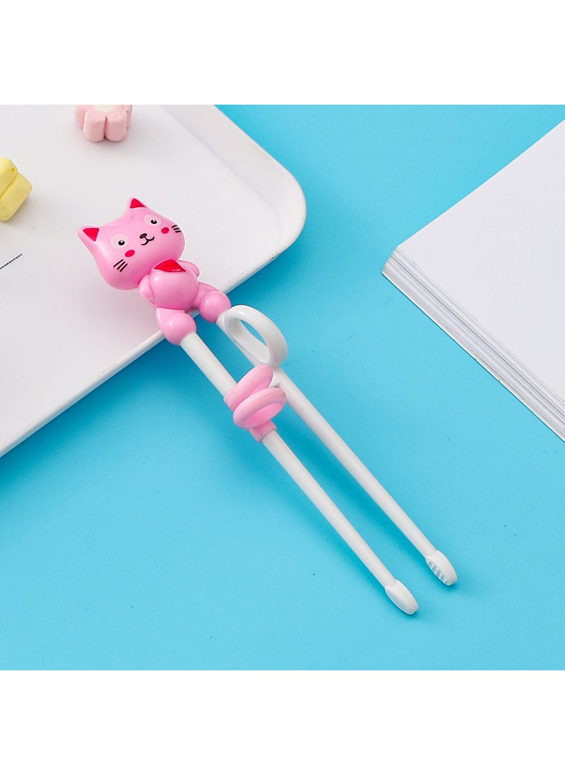 Cartoon Children Learning and Training Chopsticks Baby Correction Chopsticks Supplementary Food Feeding Auxiliary Chopsticks Creative Practice Eating Chopsticks Pink Kitty-Practice Chopsticks