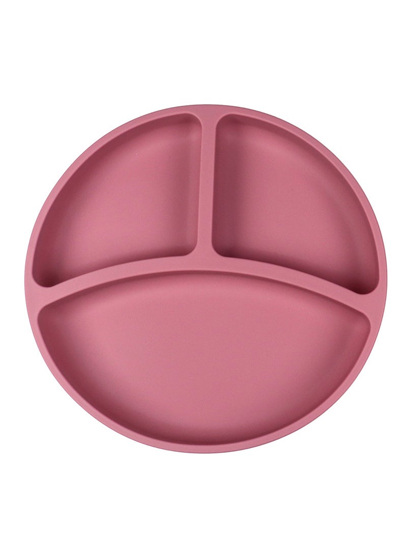 Silicone Baby Plate with Suction Integrated Feeding Bowl Deep Powder 3-compartment Dinner Plate