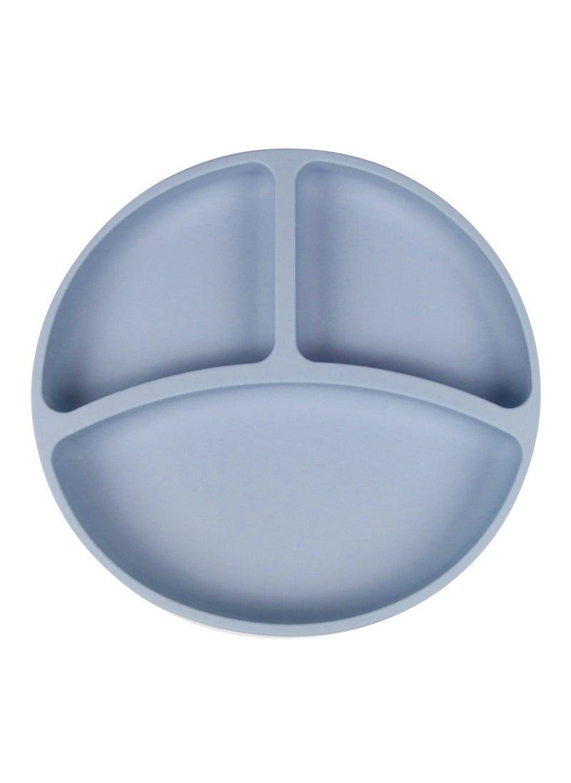 Silicone Baby Plate with Suction Integrated Feeding Bowl Blue 3-compartment plate