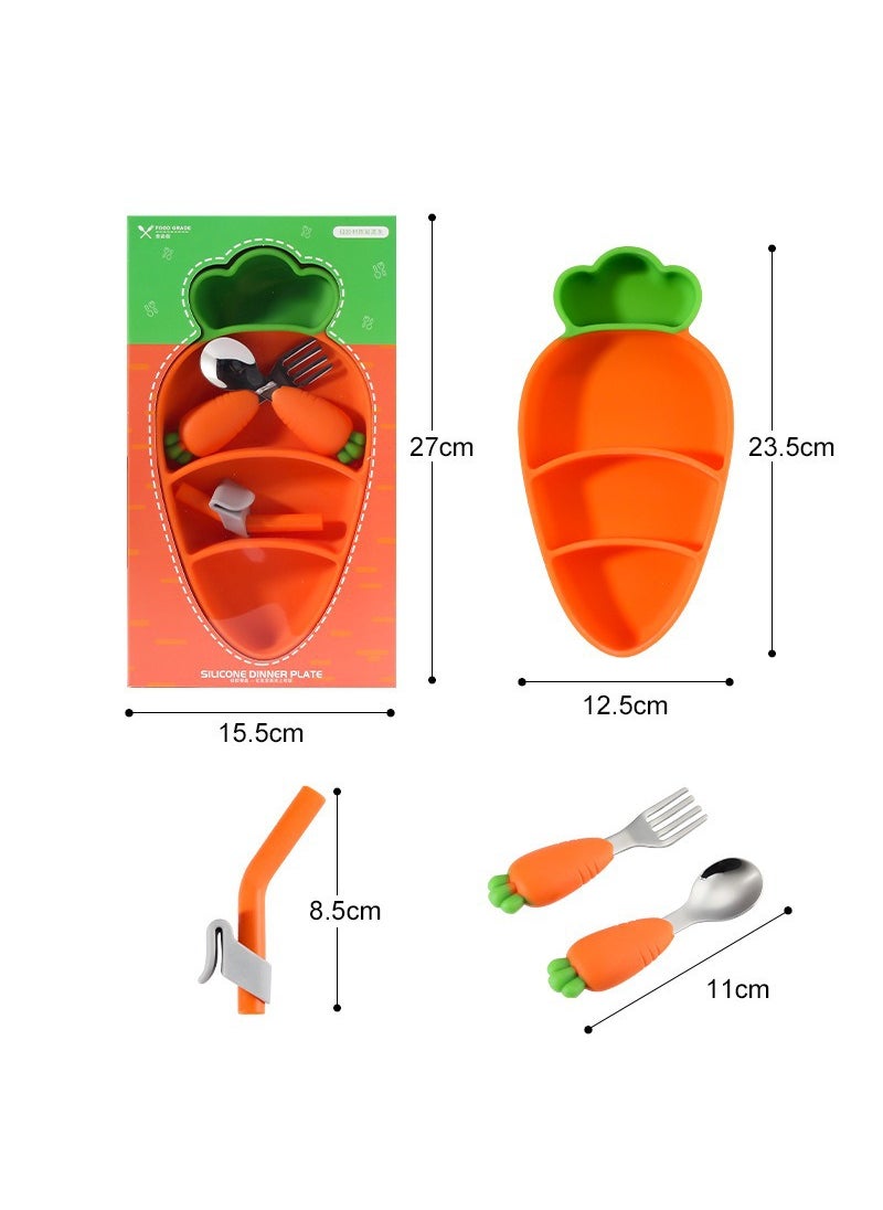 Creative Silicone Carrot Kids Dinnerware Set Orange color box