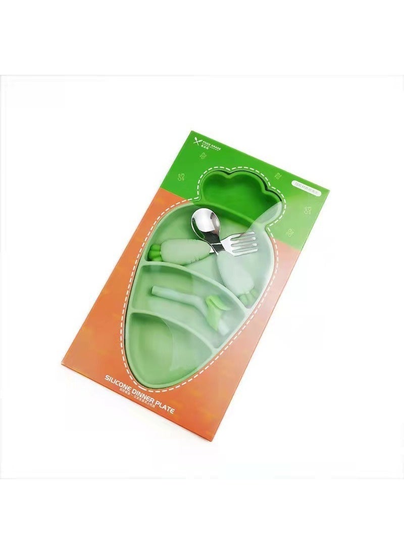 Creative Silicone Carrot Kids Dinnerware Set Green color box