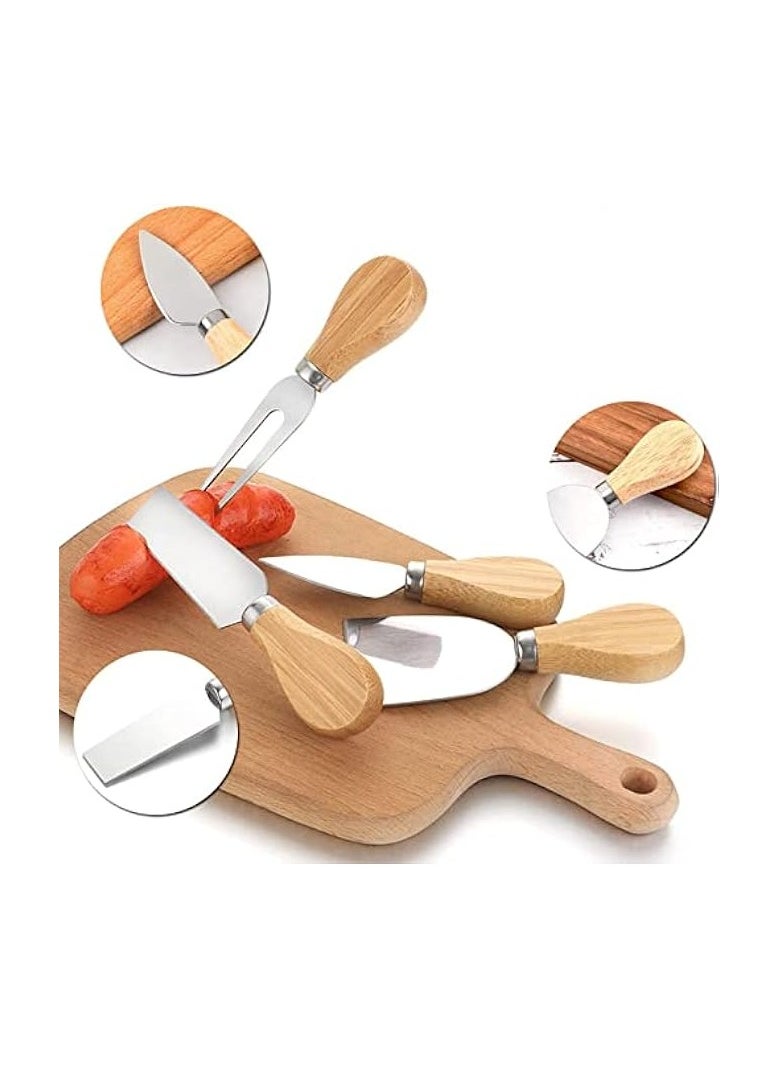 6Pcs Cheese Knife Set, Stainless Steel Cheese Knives Cheese Fork Cheese Shovel with Bamboo Handle for Parties Party