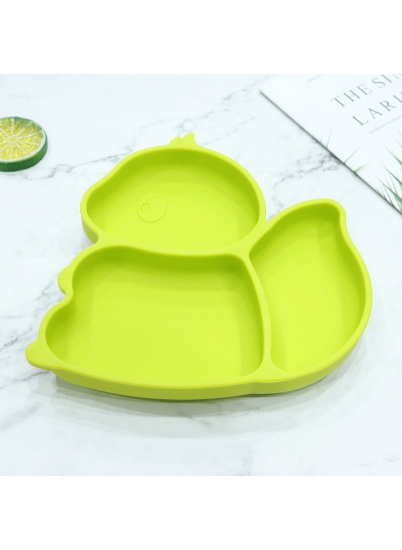 Childrens silicone plate food supplement plate Bowl round square grid plate with suction cup drop-resistant  factory in stockSquirrel Green Squirrel Green