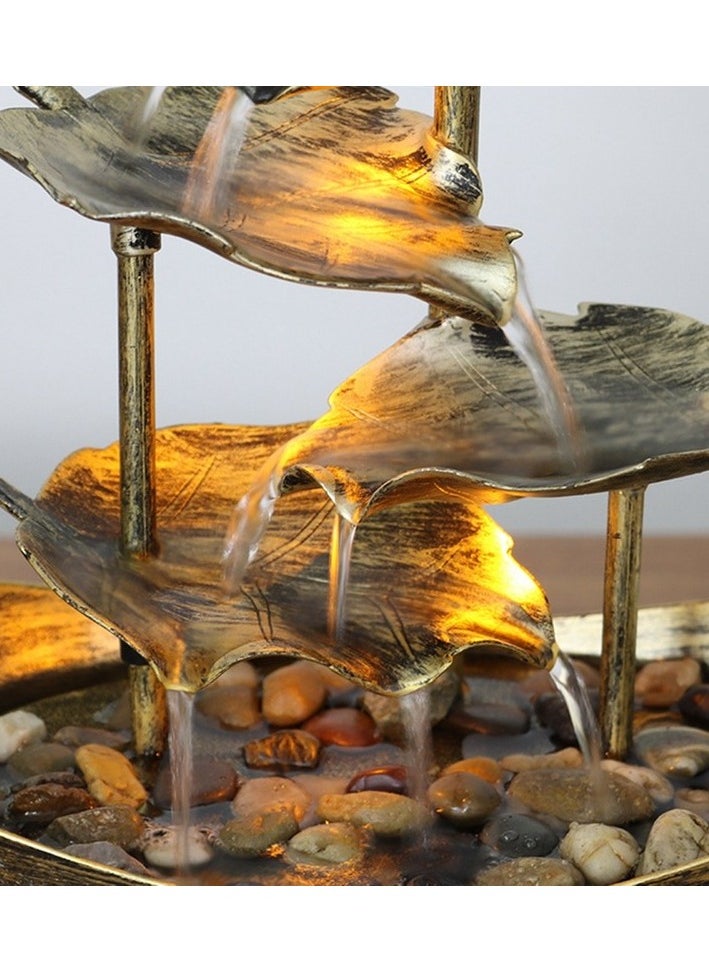 Relaxation closed waterfall fountain table top water fountain home office room for desktop decoration Colour:Gold