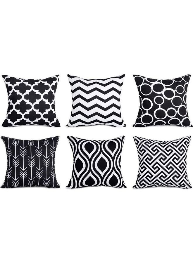 6-Piece Decorative Sofa Pillow Cover Black/White