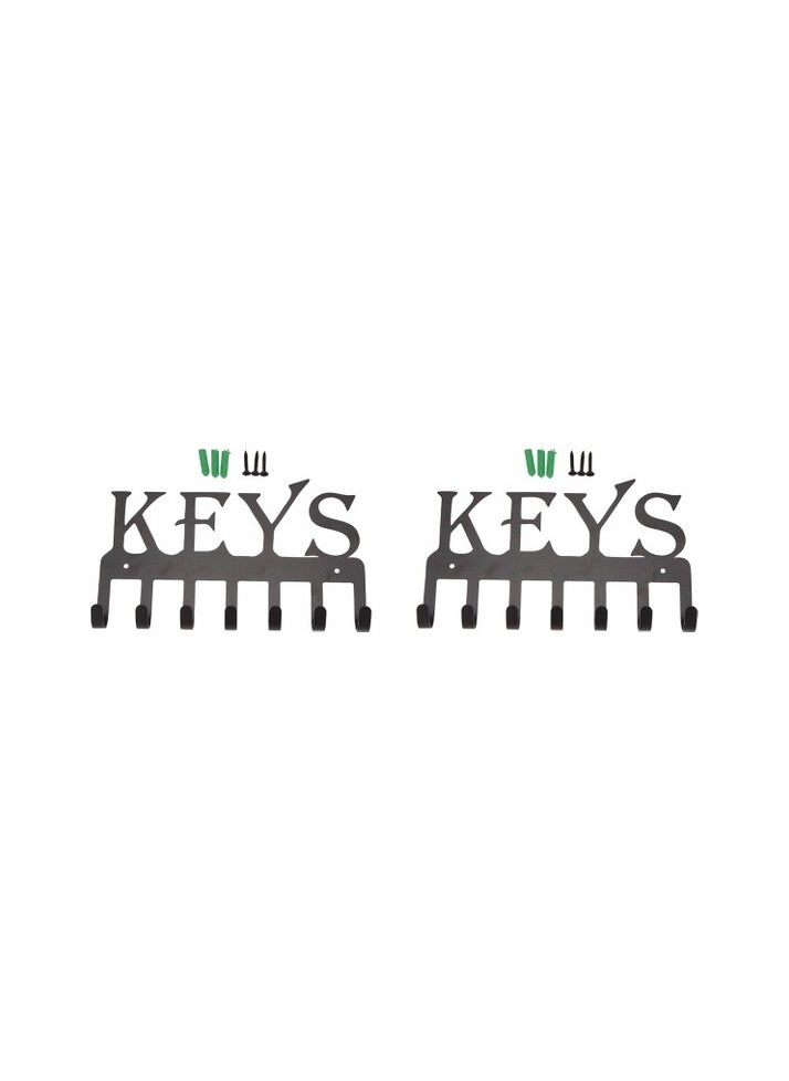 2x Keychain Wall Mounted Key Hook House Decor Keys Rustic West Cast Iron Key Hanger Colour:Black