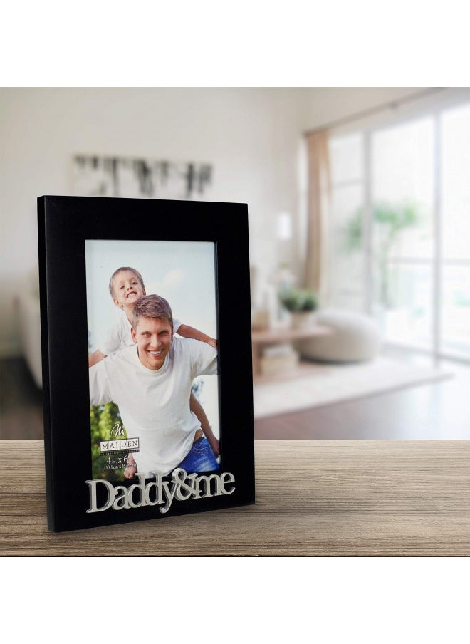 Malden International Designs 4x6 Daddy & Me Expressions Picture Frame Silver Finish Daddy & Me Word Attachment Black MDF Wood Frame