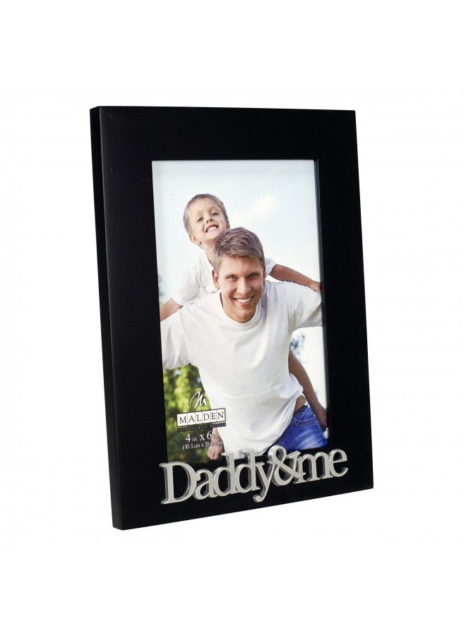 Malden International Designs 4x6 Daddy & Me Expressions Picture Frame Silver Finish Daddy & Me Word Attachment Black MDF Wood Frame