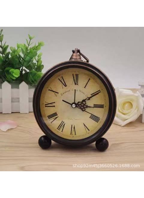 Vintage Metal 5-inch Silent Alarm Clock for Bedroom 3305 Black 5 Roman numerals