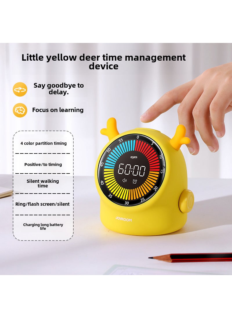 Visual Timer for Studious Kids Little Yellow deer [timing★Alarm clock 2-in-1] walking silent | Precise timing ultra-long battery life