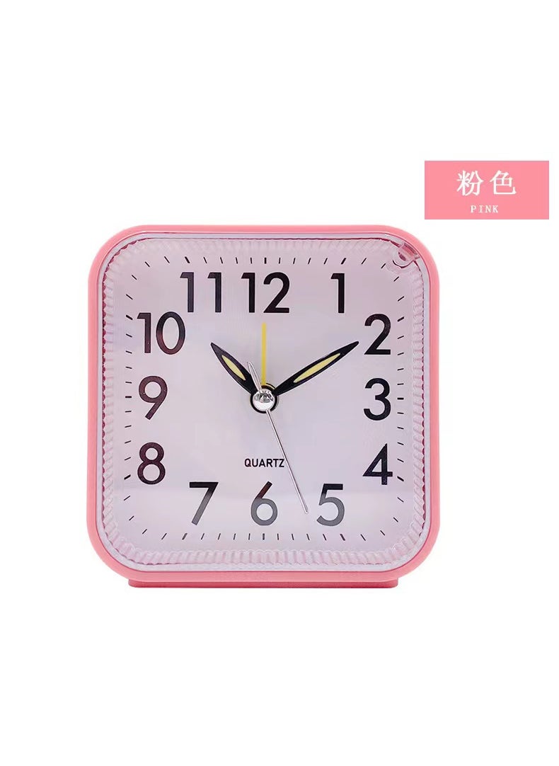 Silent Quartz Alarm Clock for Students Square red/R