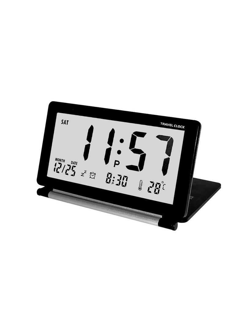 SOURCE Factory flip folding travel electronic clock portable clock thermometer alarm clock mute fashion foreign trade gift Black