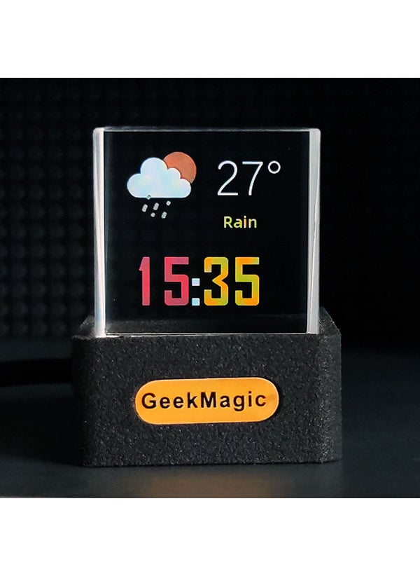 GeekMagic trendy mini transparent WiFi weather clock creative gift desktop decoration display Black