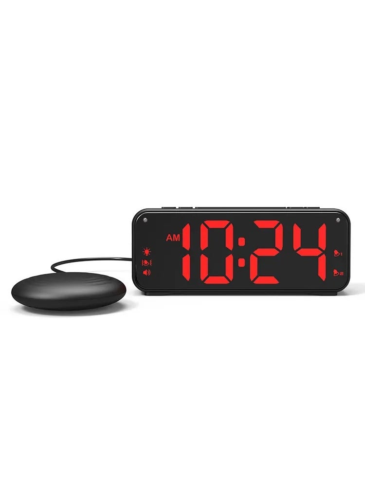 Creative strong vibration alarm clock two sets of alarm clock heavy sleep big sound electronic clock intensity clock alarm clock Black red light