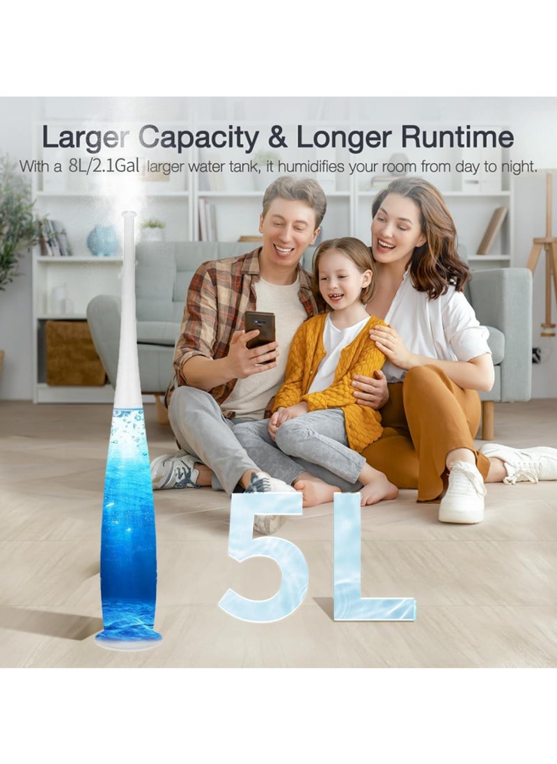 Humidifiers for Bedroom, 5L Ultrasonic Cool Mist Humidifiers for Home Baby Nursery & Plants, Quiet Air Humidifier Lasts Up to 30 Hours, Auto Shut-Off, Filterless