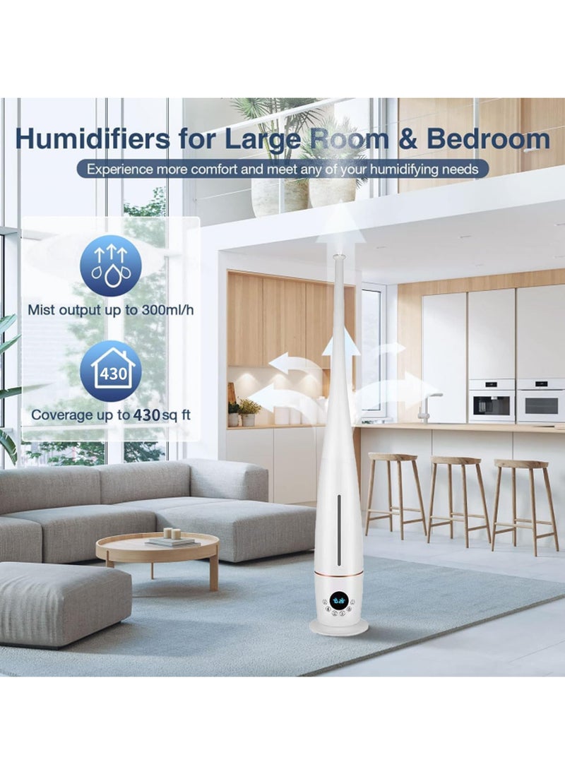 Humidifiers for Bedroom, 5L Ultrasonic Cool Mist Humidifiers for Home Baby Nursery & Plants, Quiet Air Humidifier Lasts Up to 30 Hours, Auto Shut-Off, Filterless