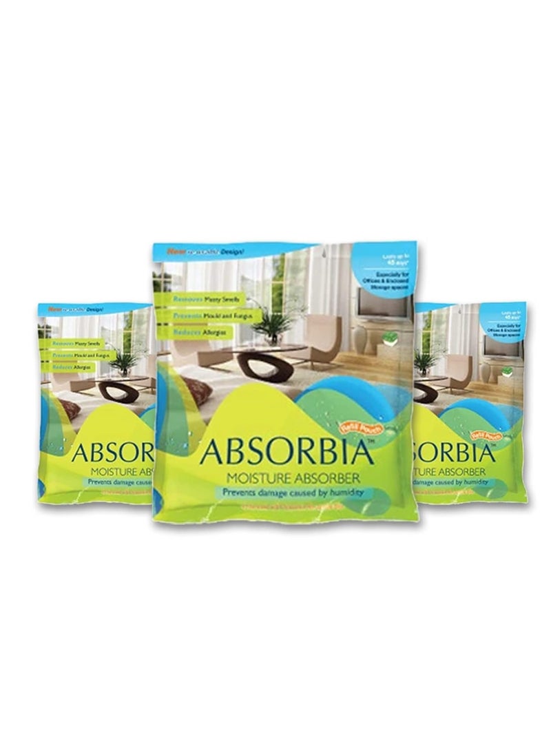 Absorbia Moisture Absorber | Absorbia Refill Pouch for Reusable Box - Pack of 3 (800ml Each)