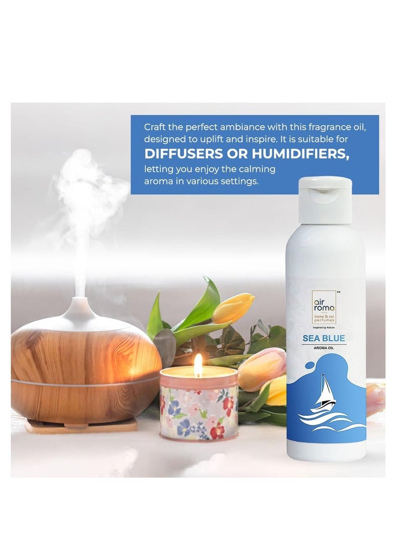 AIR-ROMA Pure, Natural and Undiluted Aroma Diffuser Oil (100ml, Sea Blue) Home Fragrance, Aromatherapy, Helps in Concentration & Meditation