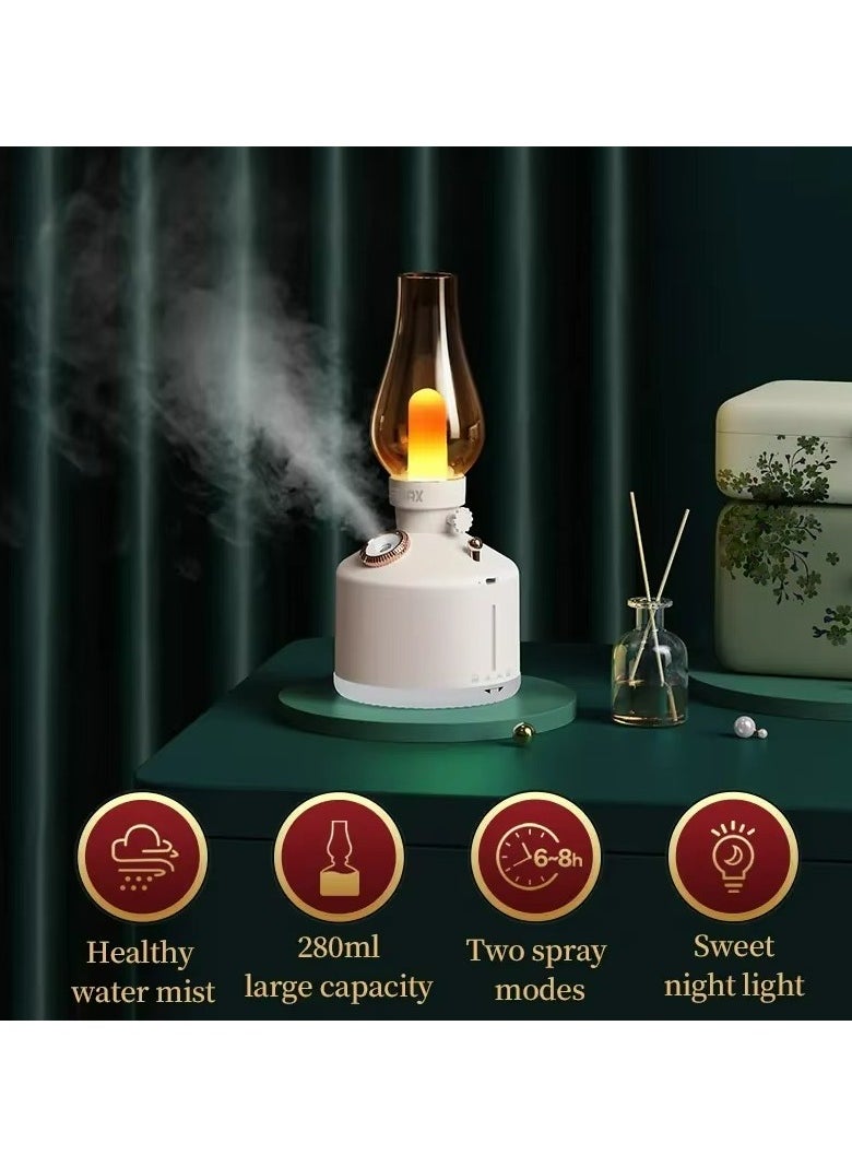 Vintage Lamp Cool Mist Desk Humidifier White Color Light mode USB Rechargeable Type C