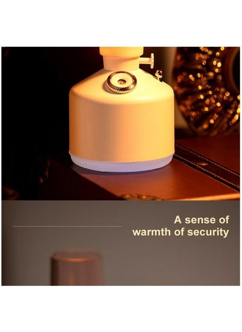 Vintage Lamp Cool Mist Desk Humidifier White Color Light mode USB Rechargeable Type C