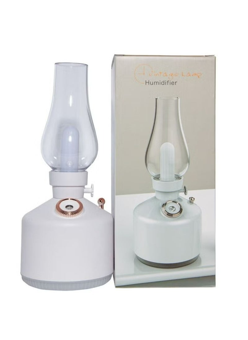 Vintage Lamp Cool Mist Desk Humidifier White Color Light mode USB Rechargeable Type C