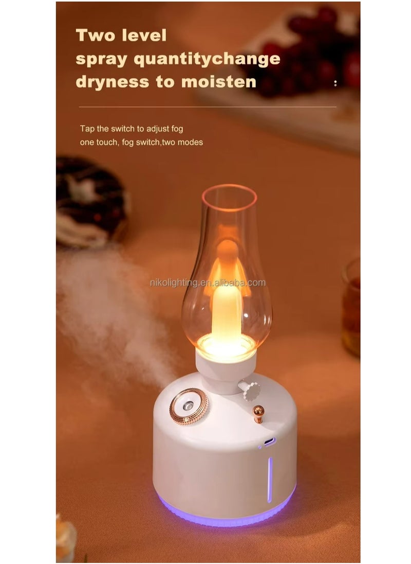 Vintage Lamp Cool Mist Desk Humidifier White Color Light mode USB Rechargeable Type C