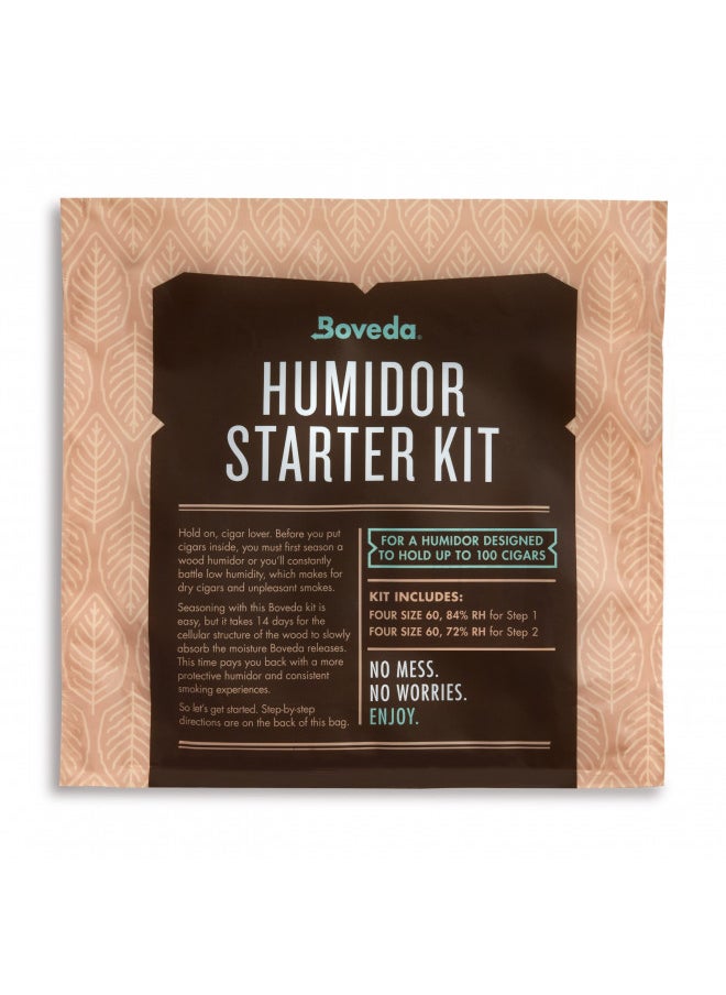 Boveda Starter Kit Bundle: Season a Wood Storage Box Plus Maintain Humidity with 2-Way Humidity Control | Includes (2) Each Size 60 Boveda 84% & 72% | 1-Count